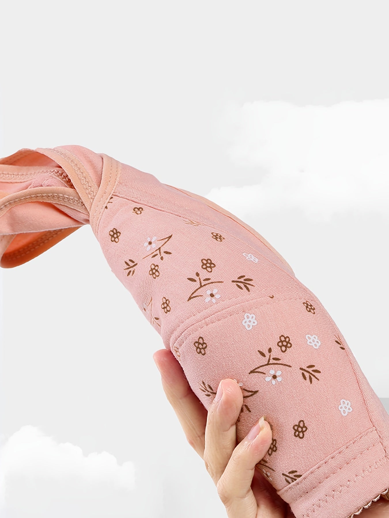 4pcs Floral Pattern Wireless Bras, Comfy & Breathable Button Front Intimates Bra, Women's Lingerie & Underwear