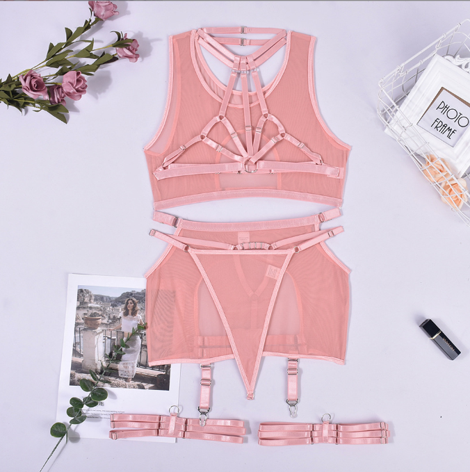 Women Perspective Sexy New Style Straps Complicated Heavy Craft Fun Lingerie Five Piece Set