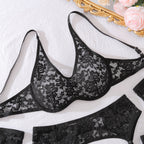 Sexy lingerie set comfortable perspective mesh gloves leg socks fun five piece set