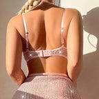 Shiny Sequin Nightclub Wear Bow Sequin Strapless Sexy Mesh Lingerie