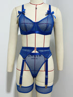 Sexy Lingerie Set with Mesh and Bowknot Binding - Erotic Underwear Suit for Women