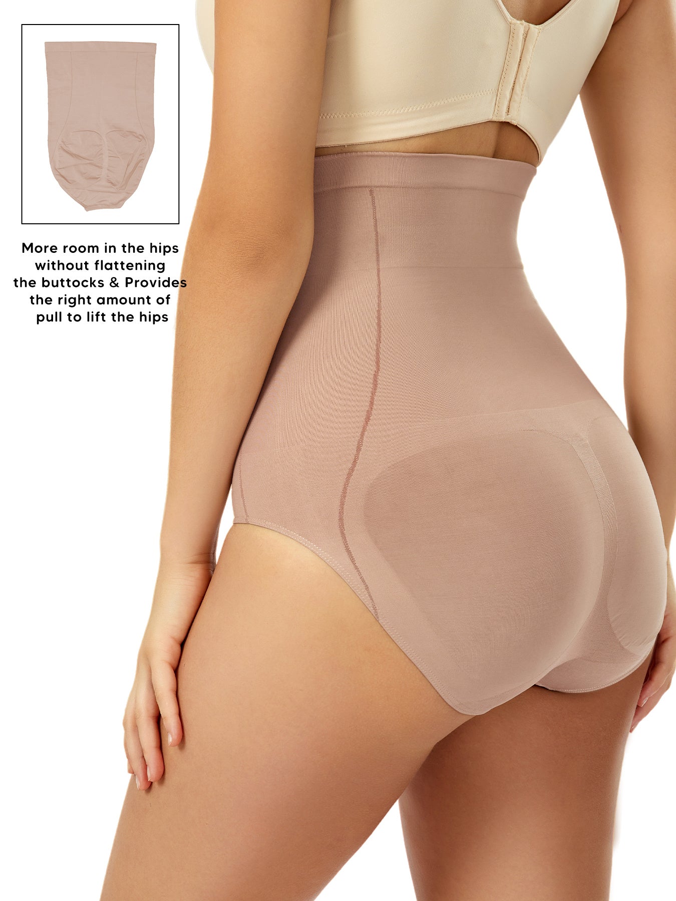 Women's High Waist Tummy Control & Hip Lifting Body Shapewear Underwear, Seamless Solid Briefs With Polyamide Material, Women's Panties Great Comfy & Breathable & Stretchy Slimming Panties, Women's Lingerie & Underwear, Women