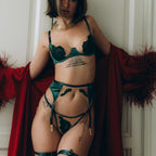 Sexy Mesh Embroidery Splicing Bra Set Women's Gathered Tempting Lingerie Four-Piece Set