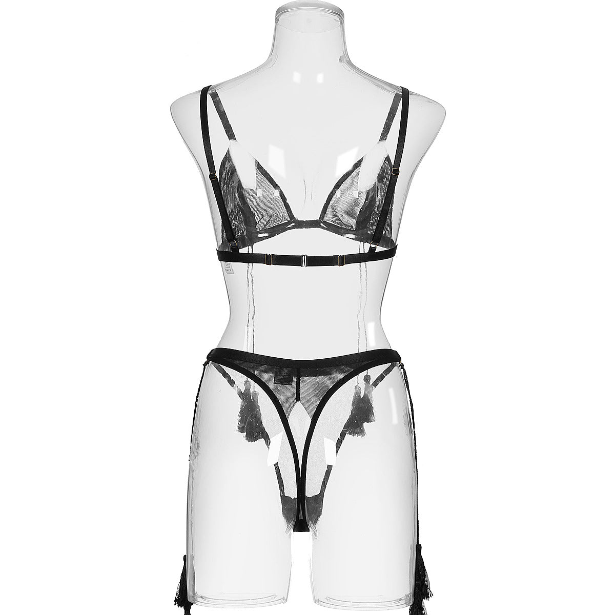 Mesh sexy neck tie and body shaping lingerie two-piece set