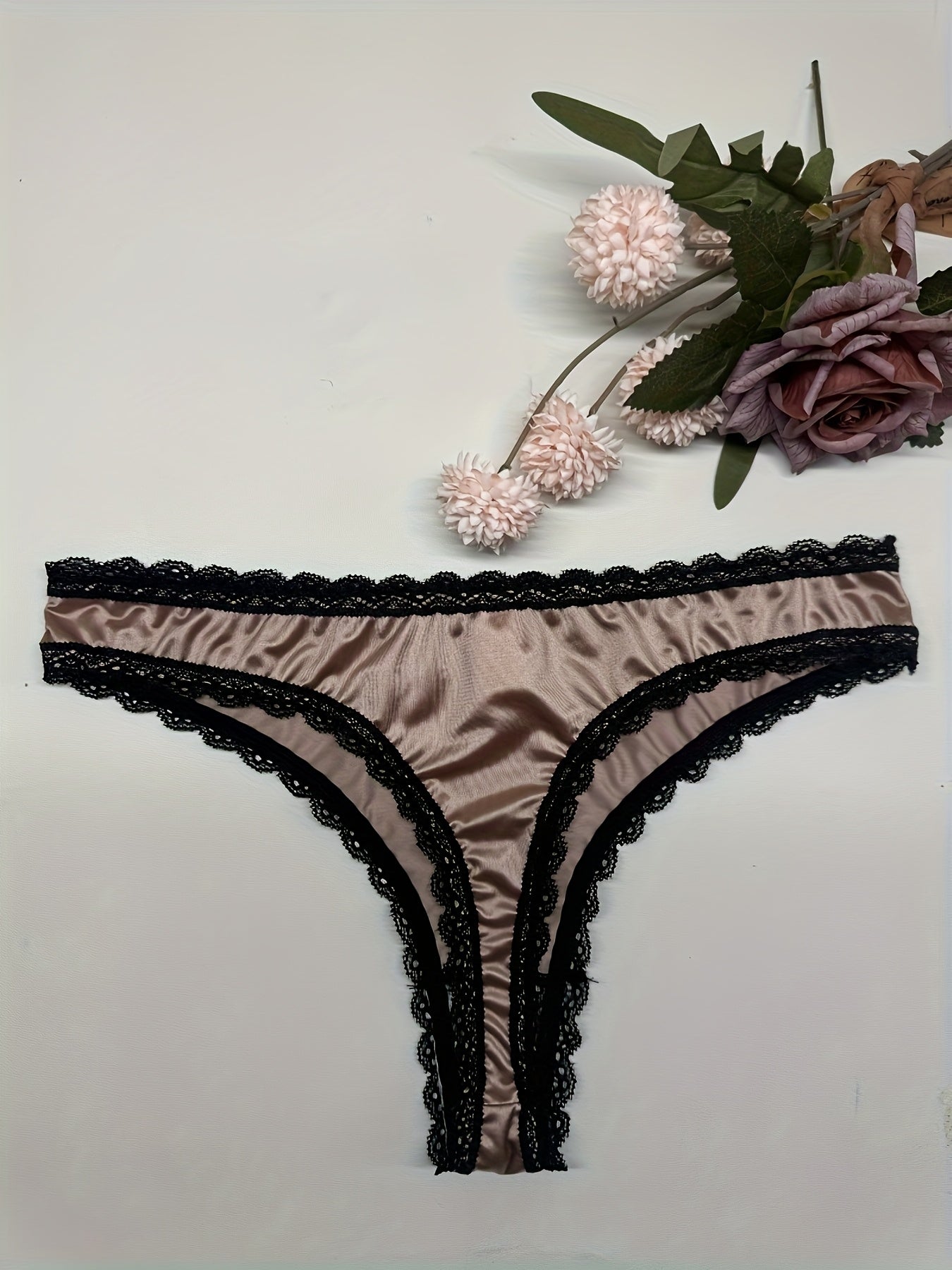 6pcs Oil-Sheen Contrast Lace Quick-Dry Comfortable Women's Panties