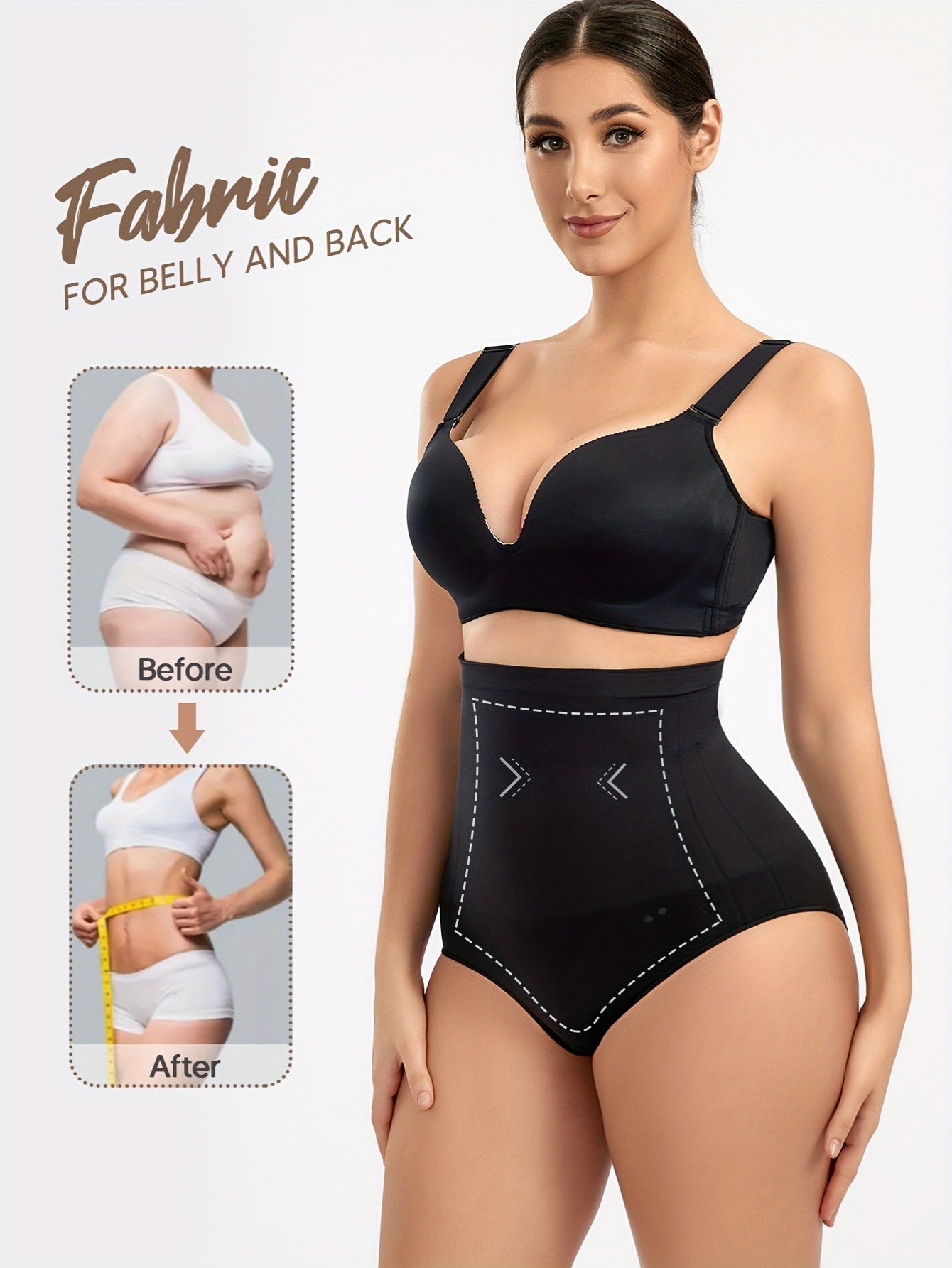 Women's High Waist Tummy Control & Hip Lifting Body Shapewear Underwear, Seamless Solid Briefs With Polyamide Material, Women's Panties Great Comfy & Breathable & Stretchy Slimming Panties, Women's Lingerie & Underwear, Women