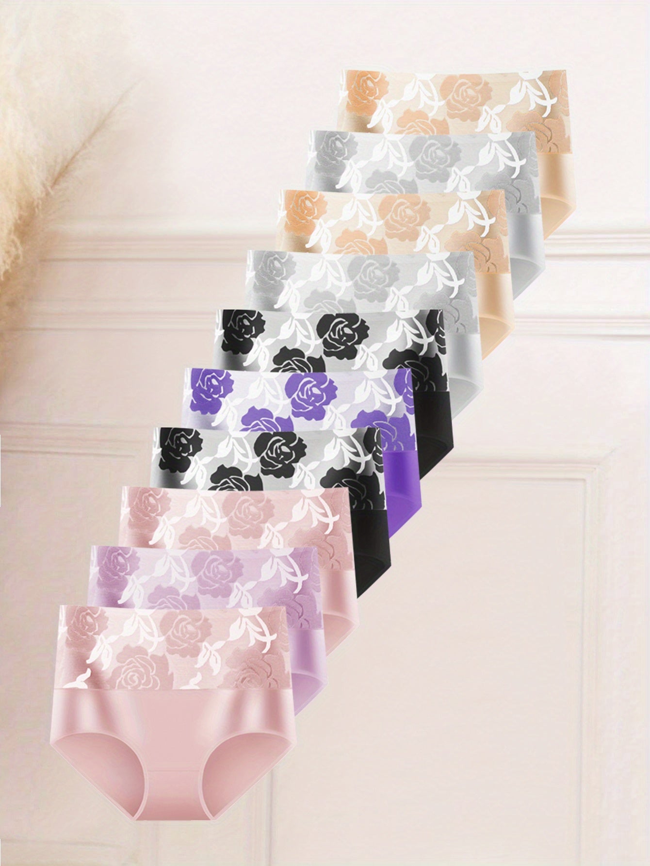 12pcs Comfortable Breathable Women'S Panties Holiday Gift Commuter Daily Wear Best Selling New Summer Breathable Flower Prints