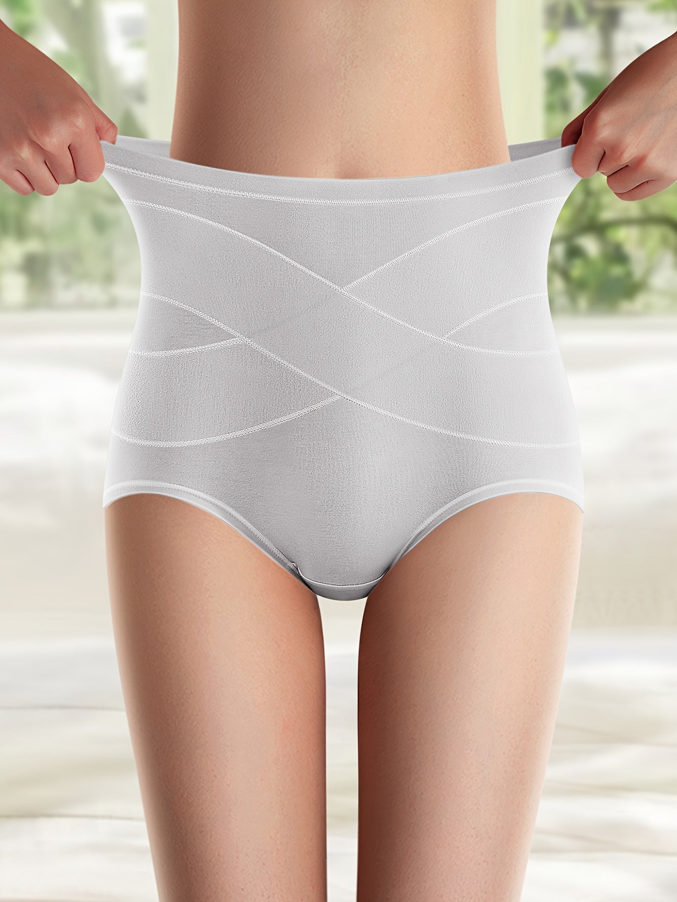 1pc High-Waist Women's Panties - Soft, Elegant, Non-Transparent, Knitted, Comfortable Tummy Control Underwear