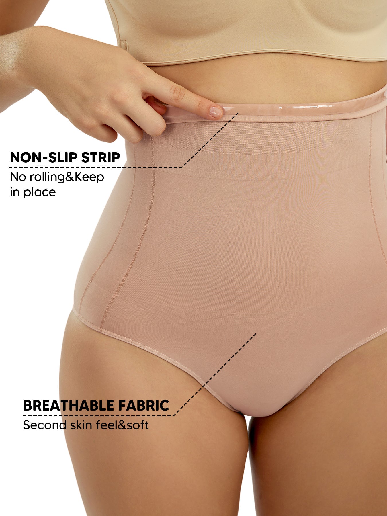 Women's High Waist Tummy Control & Hip Lifting Body Shapewear Underwear, Seamless Solid Briefs With Polyamide Material, Women's Panties Great Comfy & Breathable & Stretchy Slimming Panties, Women's Lingerie & Underwear, Women