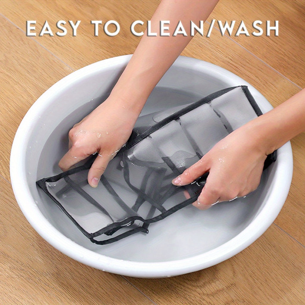 1pc Fabric Drawer Organizer with 6/11 Grids - Foldable Storage Box for Underwear, Bras, Jeans - Wardrobe Divider with Mesh Compartments for Space Saving