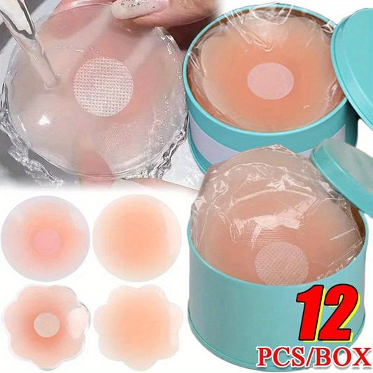 2/12pcs Silicone Nipple Cover Reusable Women Breast Petals Lift Invisible Bras Pasties - Adhesive Pads - For Women - Suitable for Everyday Wear & Special Occasions - Perfect Gift for Women