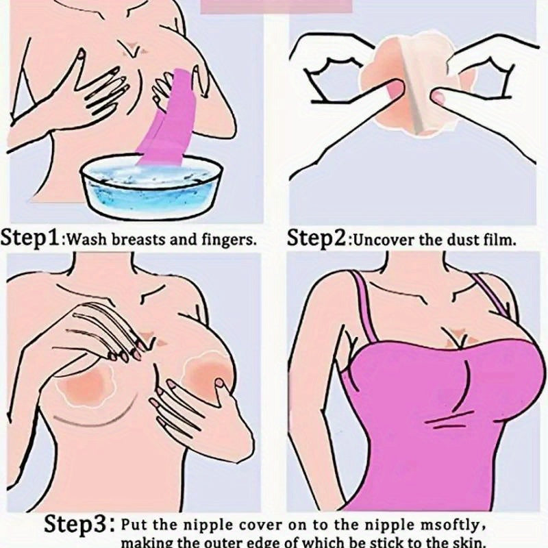 2/12pcs Silicone Nipple Cover Reusable Women Breast Petals Lift Invisible Bras Pasties - Adhesive Pads - For Women - Suitable for Everyday Wear & Special Occasions - Perfect Gift for Women