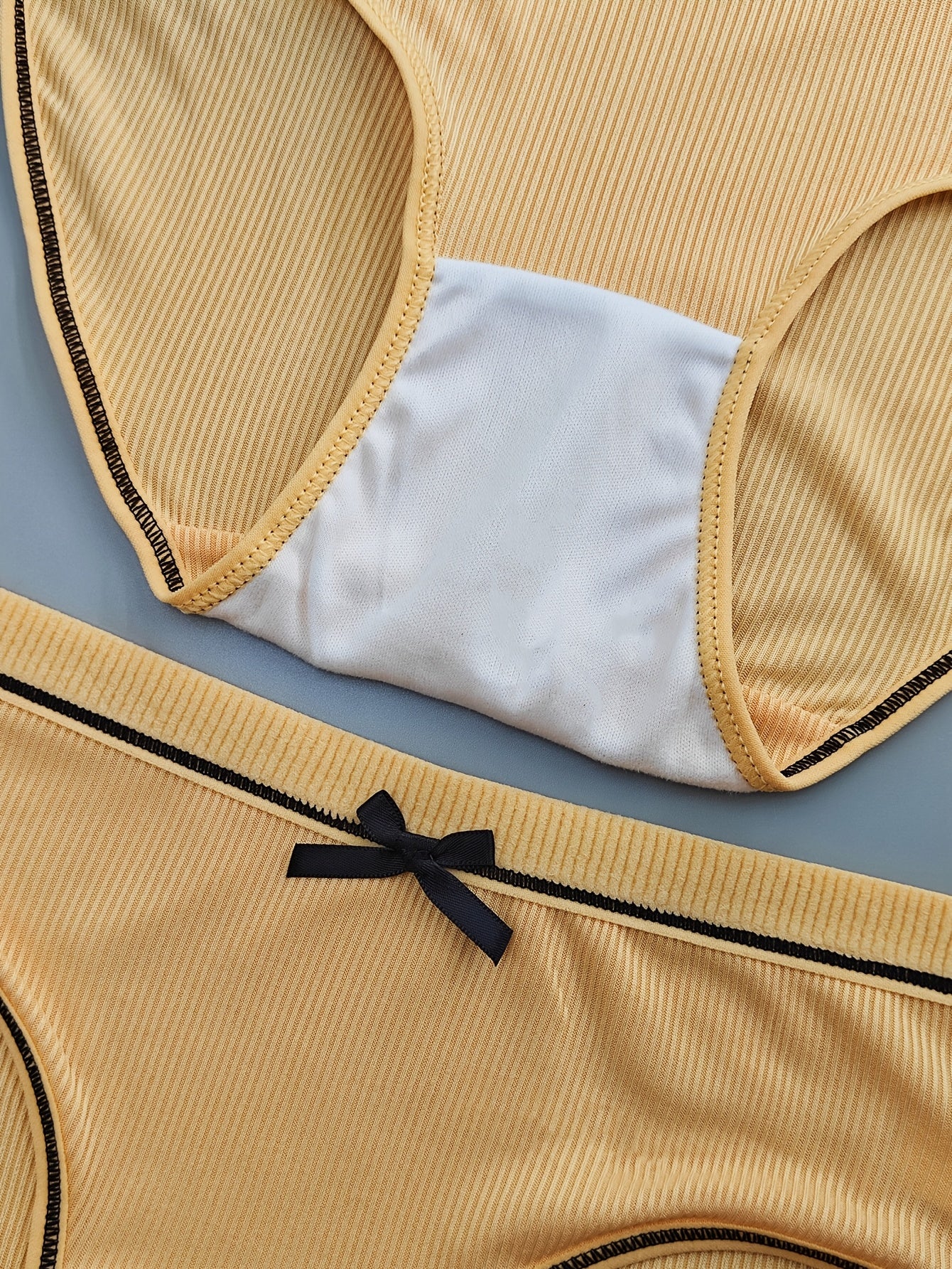 8-Pack Sexy Low-Rise Women'S Panties with Bow Detail, Breathable Knit Polyester Underwear, Low Support Solid Color Briefs