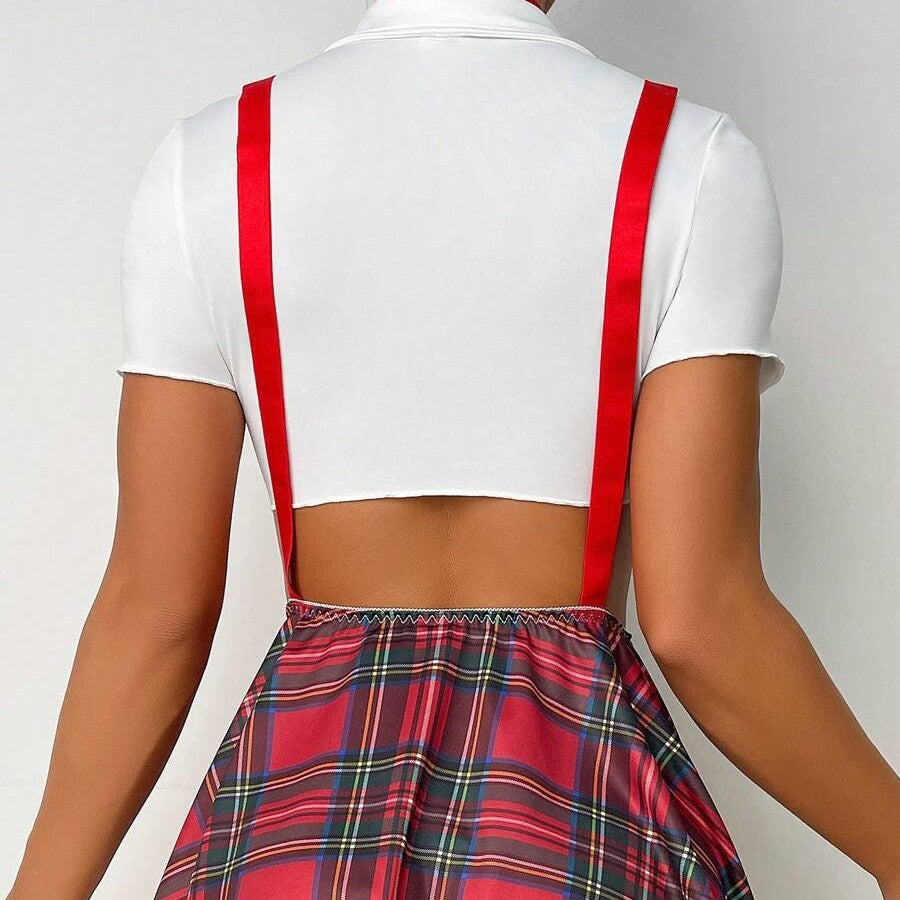 Sexy Role-Playing Mesh Transparent  Uniform Lingerie Set