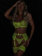 New Mesh Mosaic Eyelash Lace Chain Bowknot Waist Closure Lingerie Girl