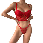 Sexy Sequined Two-Piece Set Red Suit Lingerie for Valentine's Day