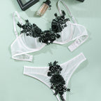 Water soluble flower hollow sexy split style lingerie for women
