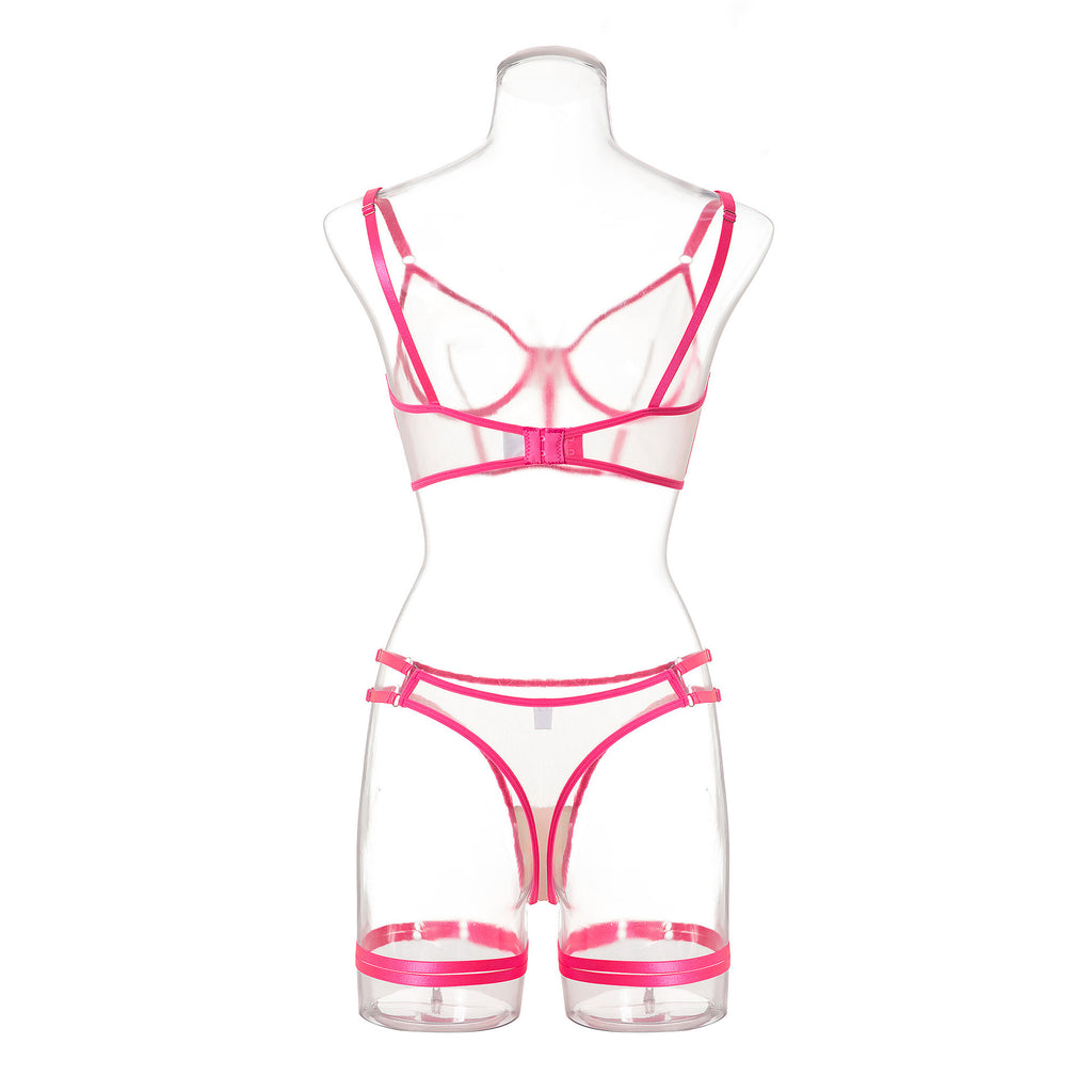 Sexy lingerie mesh fishbone sexy lingerie set with backless design