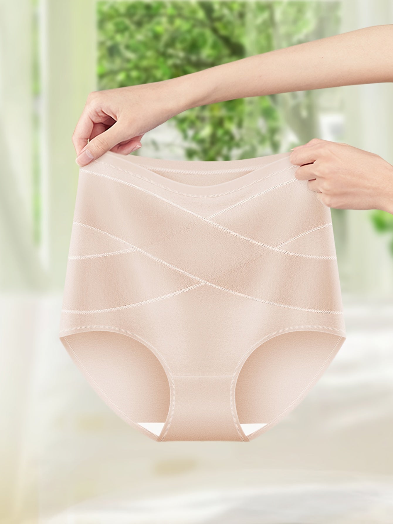 1pc High-Waist Women's Panties - Soft, Elegant, Non-Transparent, Knitted, Comfortable Tummy Control Underwear