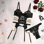 Sexy Two-Piece Lingerie Set for Women - Hollow Back Lace Design