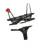 Sexy Lace Bralette Strap See-Through Temptation Lingerie Set for Women