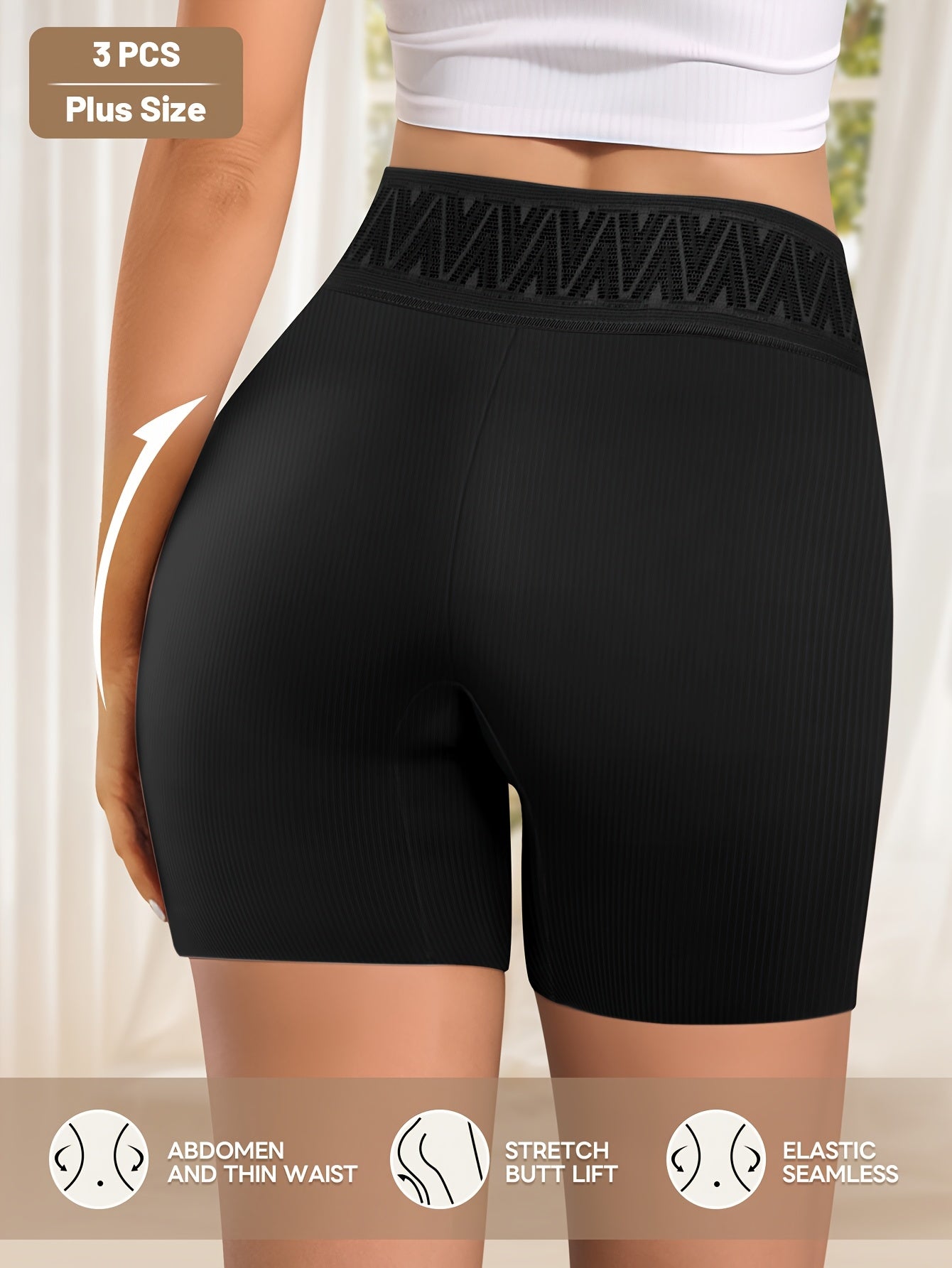 3pcs Plus Size Women'S Panties, MIOTAN High-Waist Tummy Control Boyshorts, Solid Color, Breathable & Soft Underwear, Plus Size Underwear, Plus Size Underwear, Plus Size Underwear, Plus Size Underwear, Plus Size Underwear, Plu