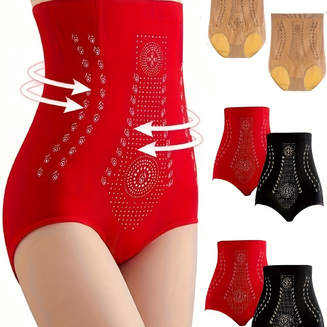 6pcs/set High Waist Strong Flat Belly Panties Seamless Women'S Panties Sexy Hollow Breathable Underwear Comfort Cotton Briefs Shaper