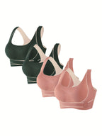 Set of 4 Women'S Front-Closure Sports Bras for Running And Yoga with a Beautiful Back Design.