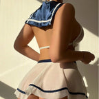 Sexy Mesh Transparent Uniform Role-Playing Temptation Lingerie Set