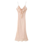 V-neck layered decorative lingerie style camisole dress for women