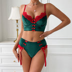 Christmas European and American Style Lingerie Set with Bow Tie Two Pieces
