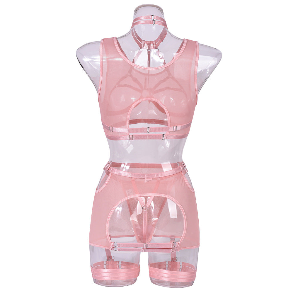 Women Perspective Sexy New Style Straps Complicated Heavy Craft Fun Lingerie Five Piece Set