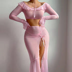 Sexy lingerie mesh seductive long sleeved bra sexy slimming set