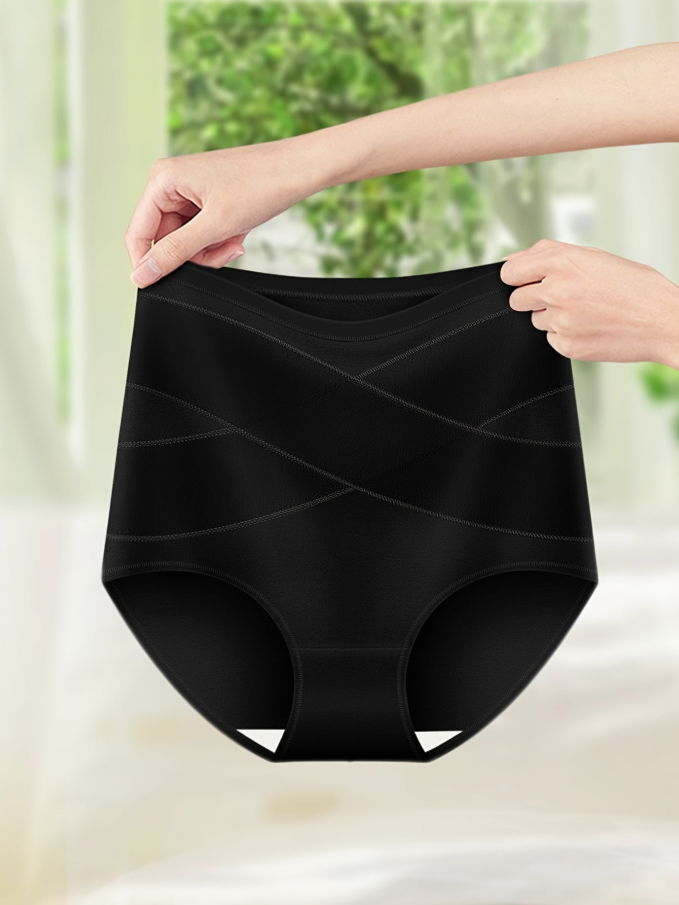 1pc High-Waist Women's Panties - Soft, Elegant, Non-Transparent, Knitted, Comfortable Tummy Control Underwear