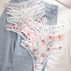 [Floral Print Undergarments] 7-Pack Women's Floral Print undergarments - Soft Semi-Sheer Everyday & Special Occasion Panties, Triangle Cut with Floral Pattern in Pink/Red/White/, Elegant Ladies Underwear for Bras & Outfits, F