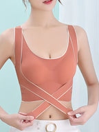Set of 4 Women'S Front-Closure Sports Bras for Running And Yoga with a Beautiful Back Design.