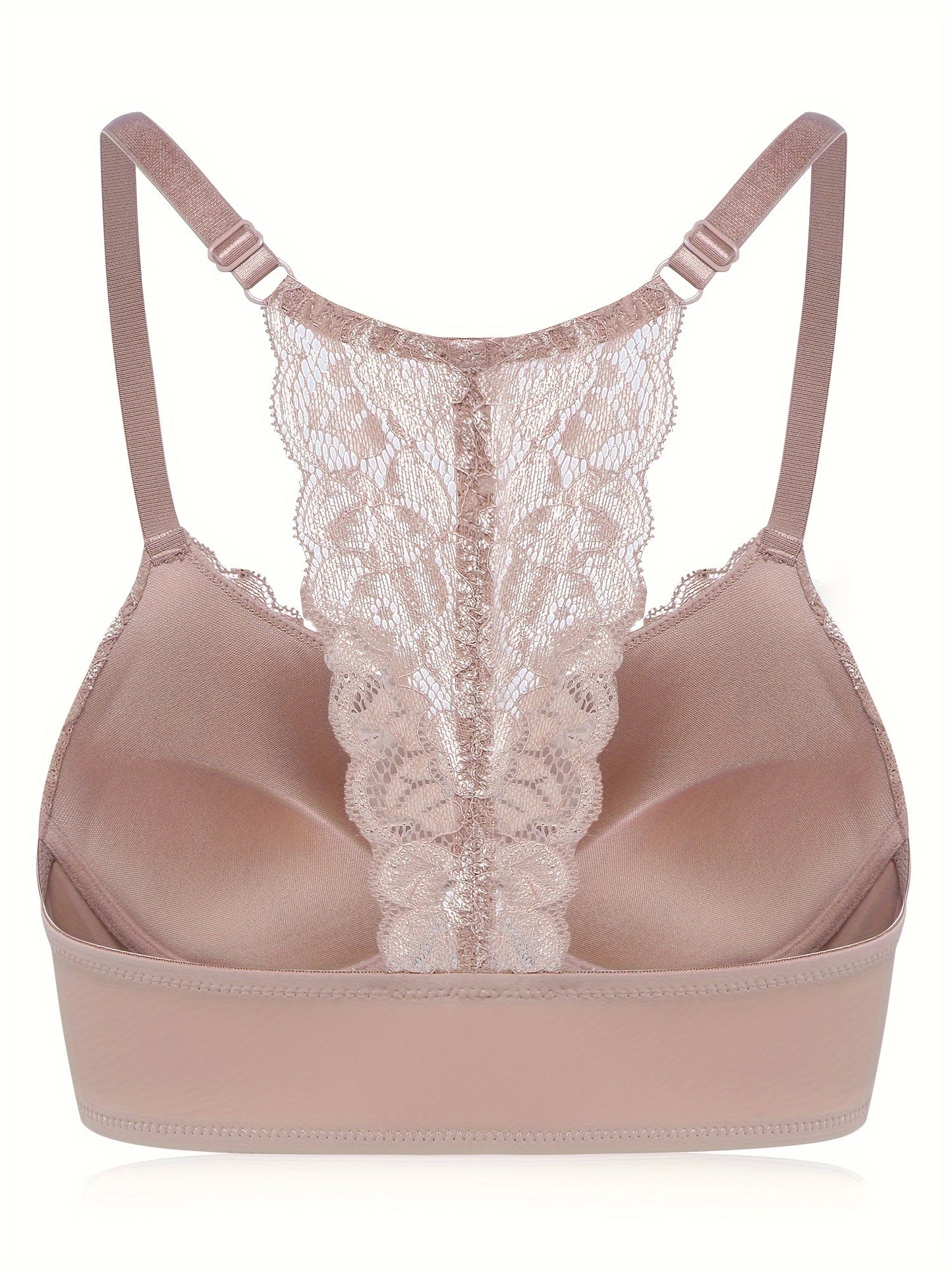 Front Closure Push Up Bras for Women, Comfortable Padded Lace T-Shirt Bra, Lace Racerback Push Up Bra, Ultra Soft and lightweight, Lightly Lined, Women's Lingerie, Underwire