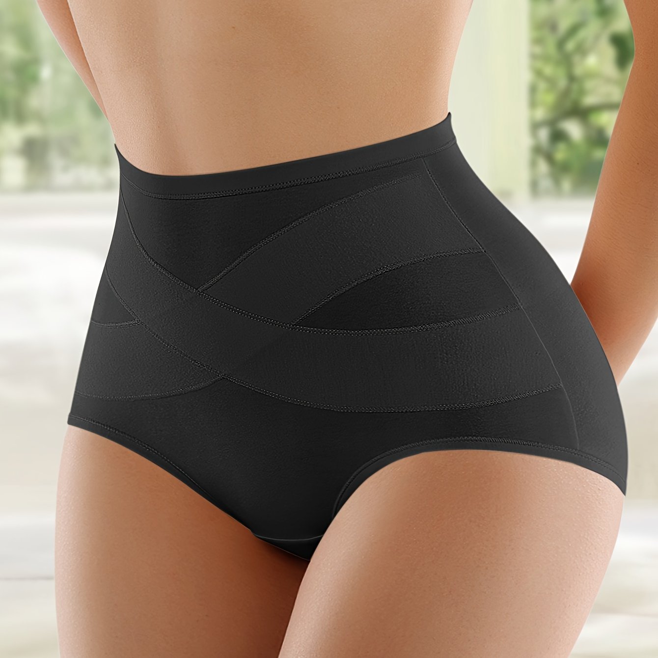 1pc High-Waist Women's Panties - Soft, Elegant, Non-Transparent, Knitted, Comfortable Tummy Control Underwear