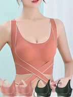 Set of 4 Women'S Front-Closure Sports Bras for Running And Yoga with a Beautiful Back Design.