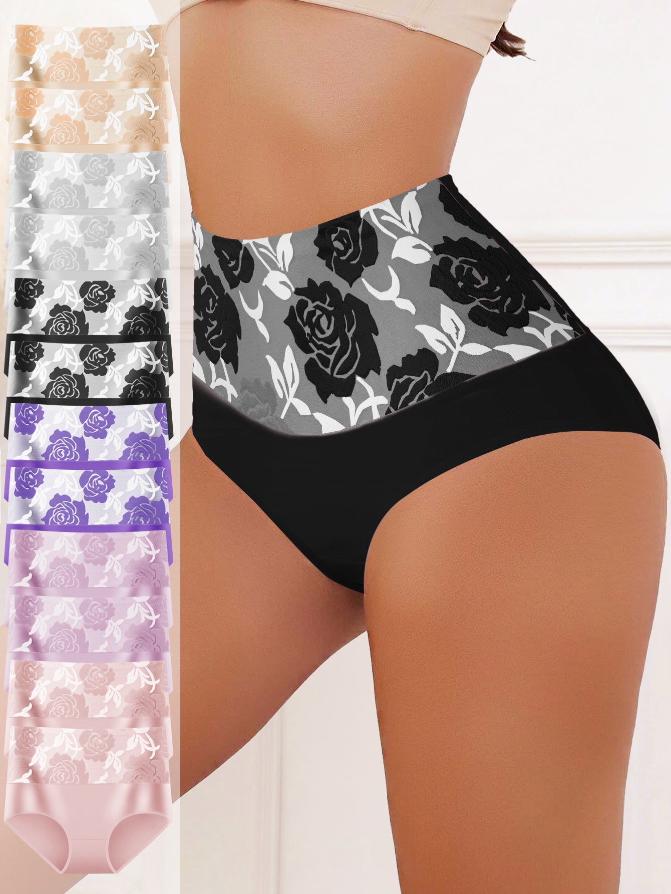 12pcs Comfortable Breathable Women'S Panties Holiday Gift Commuter Daily Wear Best Selling New Summer Breathable Flower Prints