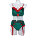 Christmas European and American Style Lingerie Set with Bow Tie Two Pieces
