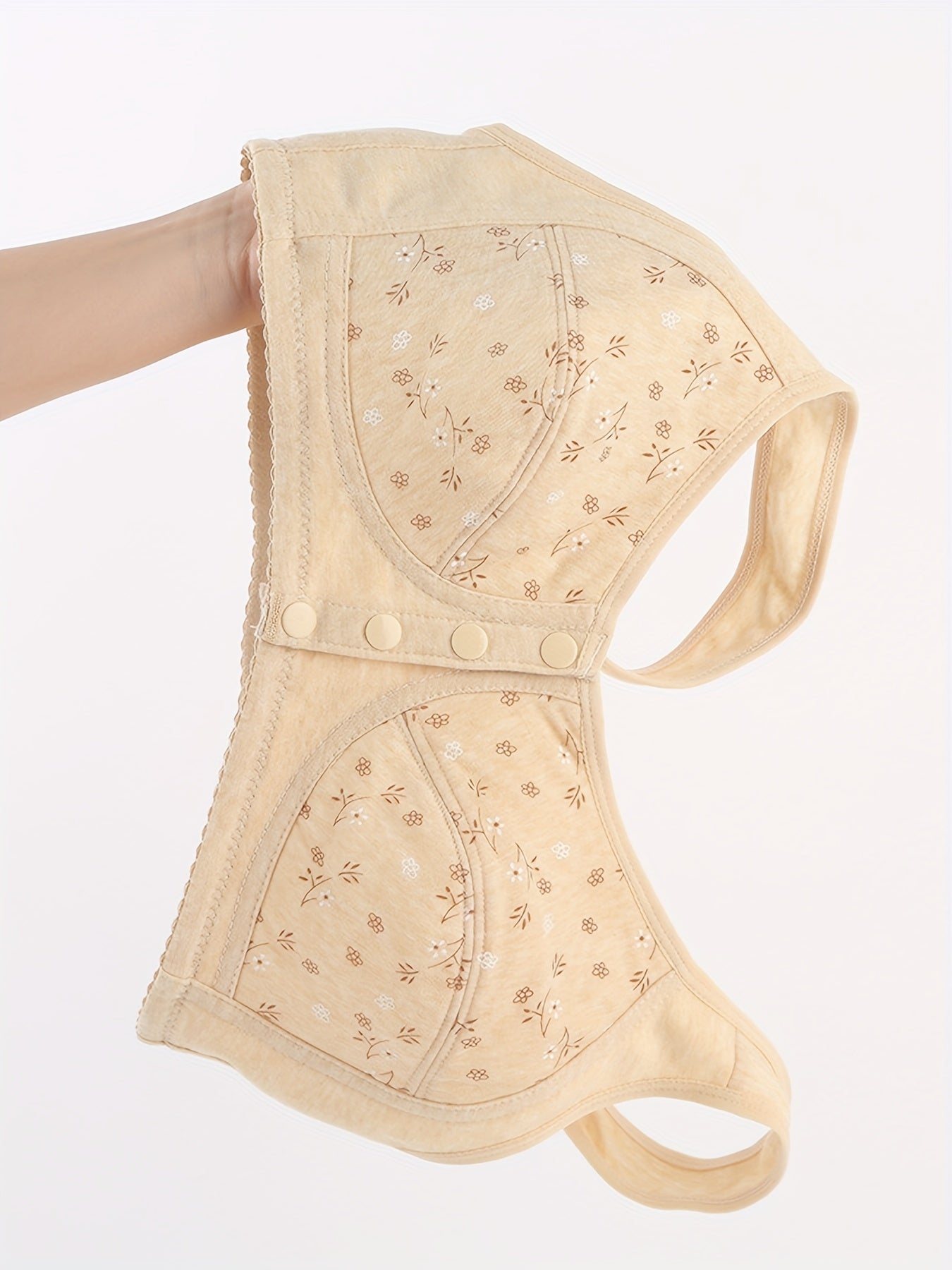 7pcs Set of Women'S Plus Size Non-Wired Bras, Solid Color, Simple Style, Slightly Elastic, No Bra Pads, Front Closure, Light And Breathable, Easy to Wear