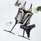 Mesh steel ring gathering shaping lingerie three piece set