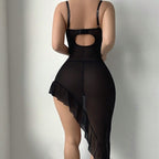 V-neck lace camisole black set erotic lingerie