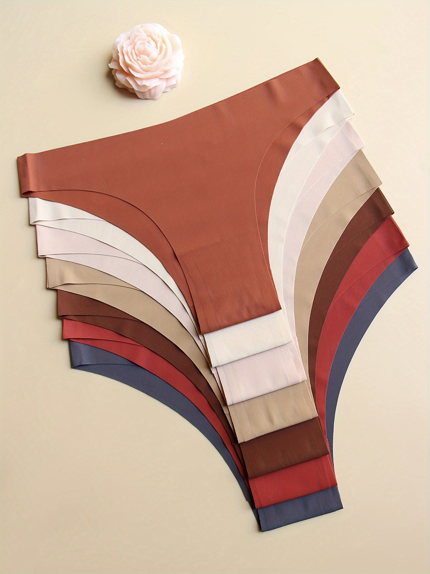 7-Pack Seamless Women's Panties, Low-Rise, Stretchy, Solid Color, No-Track, Comfortable, Breathable, Soft, Simple Style Underwear Set