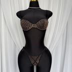 Sexy Lingerie Set -  Leopard Print Erotic French Bra Ultra-thin Mesh Underwear