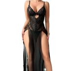 New sexy mesh camisole nightgown set sexy lingerie for women