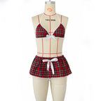 New sexy lingerie sexy uniform net red temptation red plaid skirt student suit
