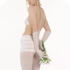 Sexy mesh perspective seductive lingerie pants backless bra set