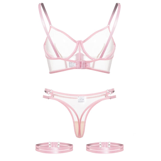 Sexy lingerie mesh fishbone sexy lingerie set with backless design